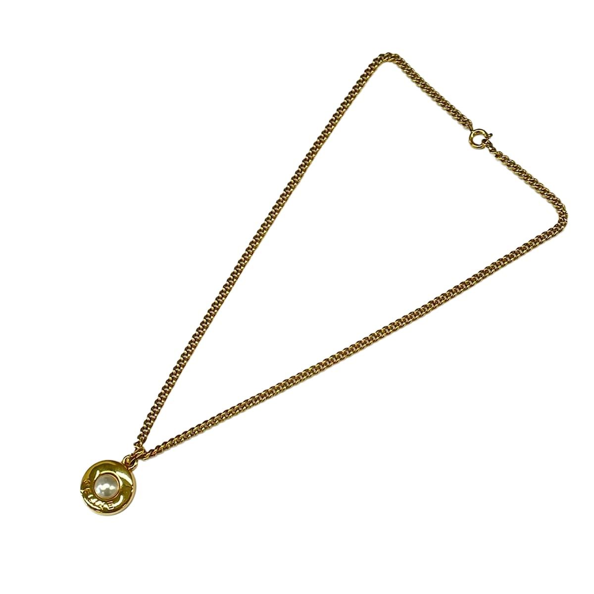 Celine Necklace Ivory Gold Faux Pearl — view 2