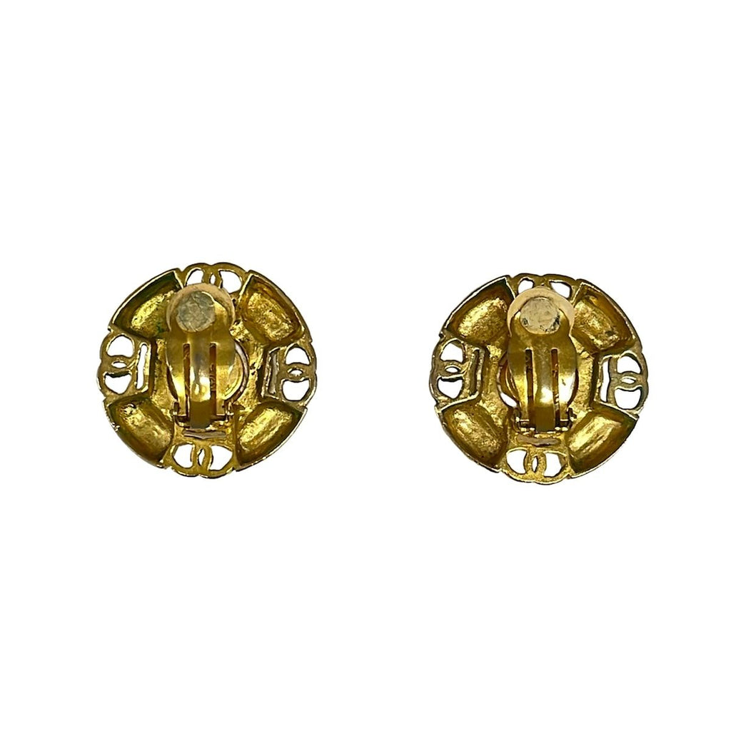 Chanel Earrings Gold Ivory CC Logo — view 2