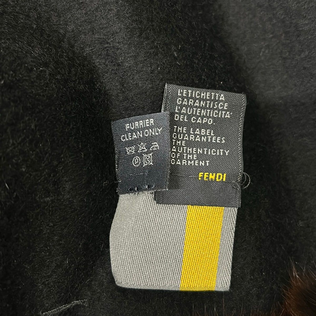 Fendi Shawl Black Dark Brown Cashmere Fur Scarf — view 5