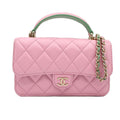 Chanel Ten Quilted Flap Phone Case Pink Green Gold Chain