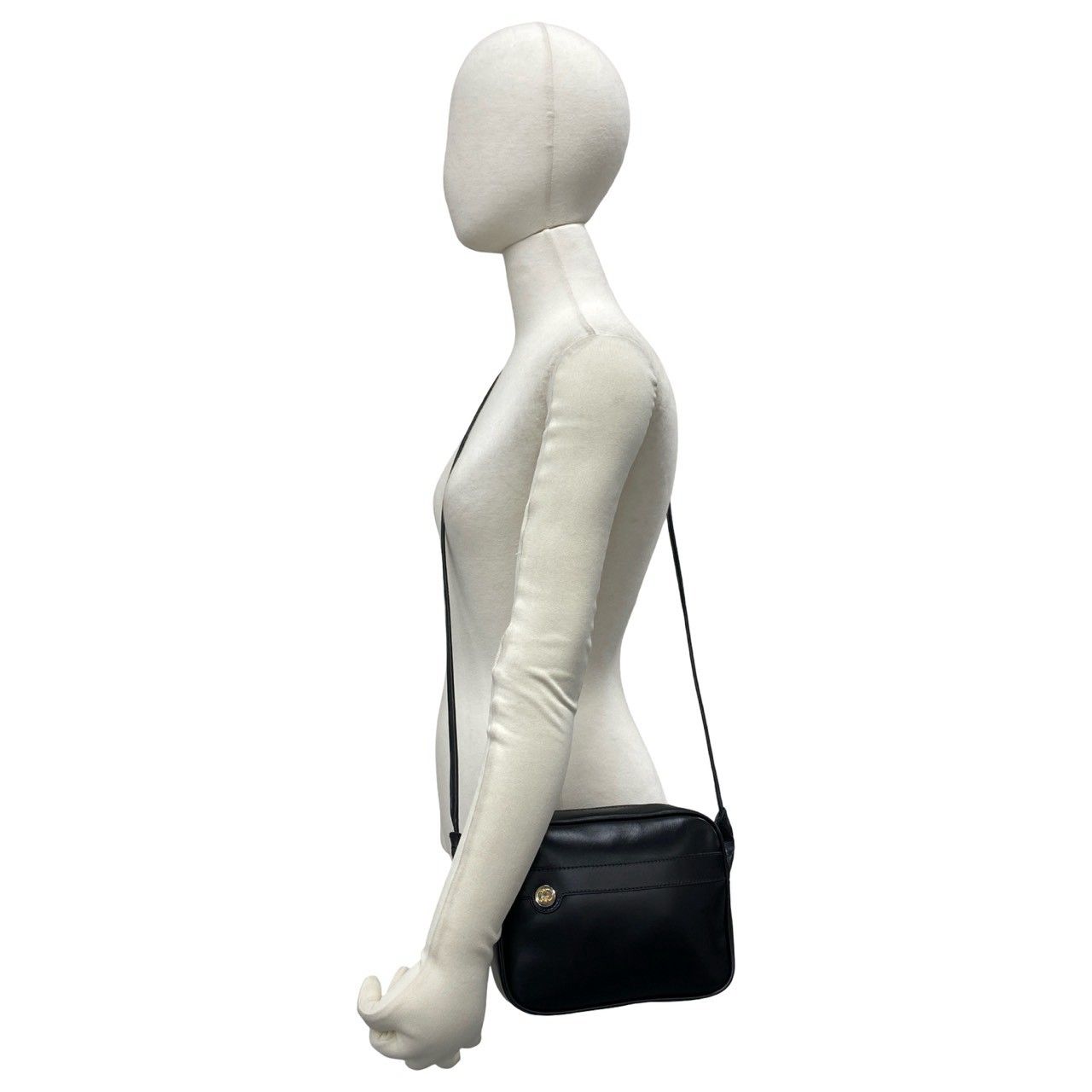 Gucci Vintage GG Logo Leather Mini Shoulder Bag Crossbody Pochette Black — view 2