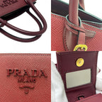 Prada Handbag Monochrome Saffiano Leather Wine — view 7