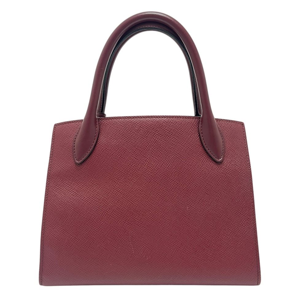Prada Handbag Monochrome Saffiano Leather Wine