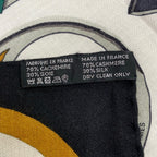 Hermes Shawl Carre Geant 140 Ivory Black Multi en Bouquets Cashmere Silk Scarf — view 3
