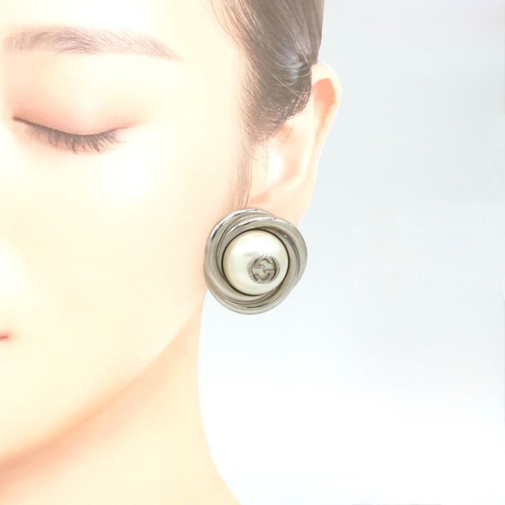 Gucci Interlocking Pearl Earrings Glass Twist
