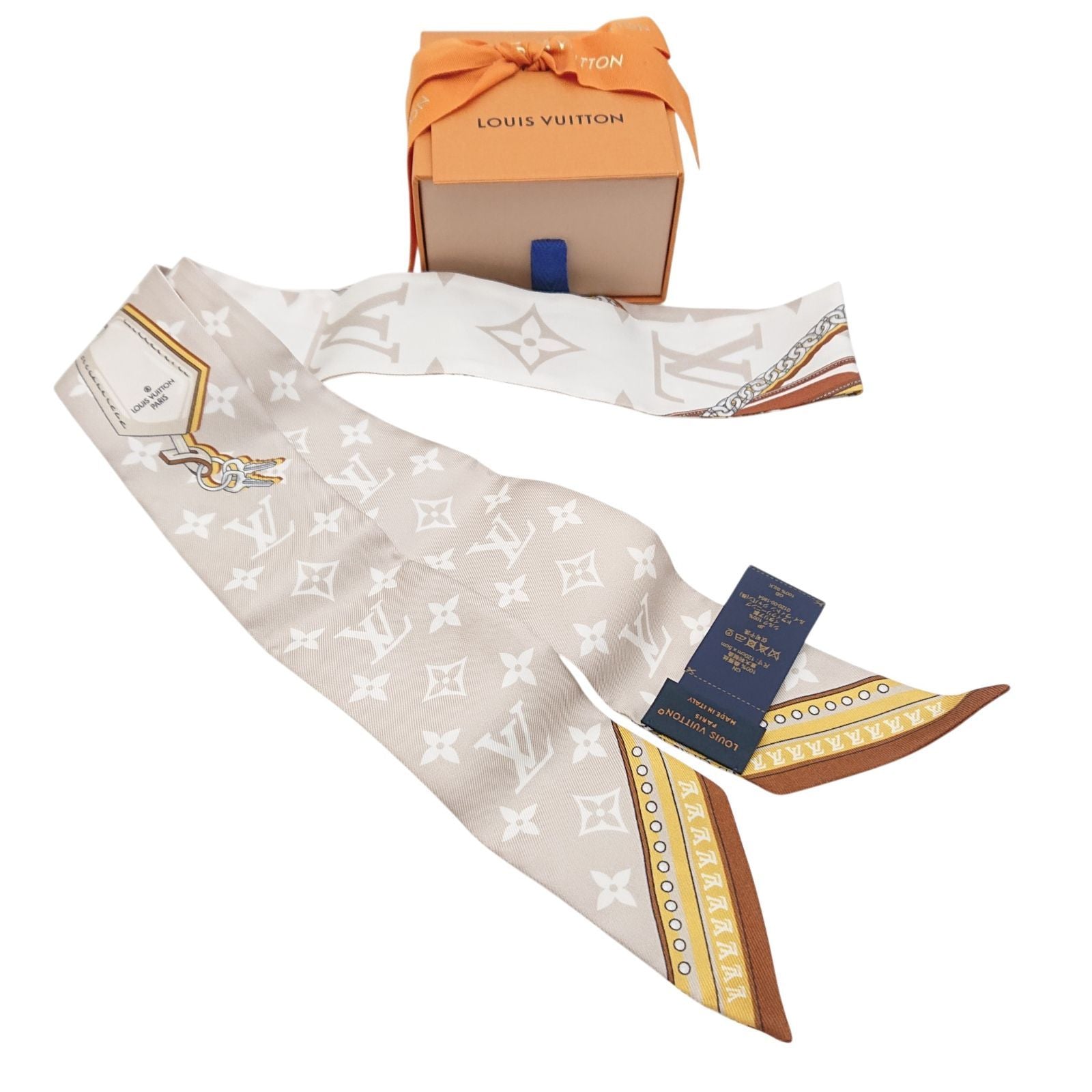 Louis Vuitton Bandeau BB Ultimate for Beige White Silk Gift Scarf