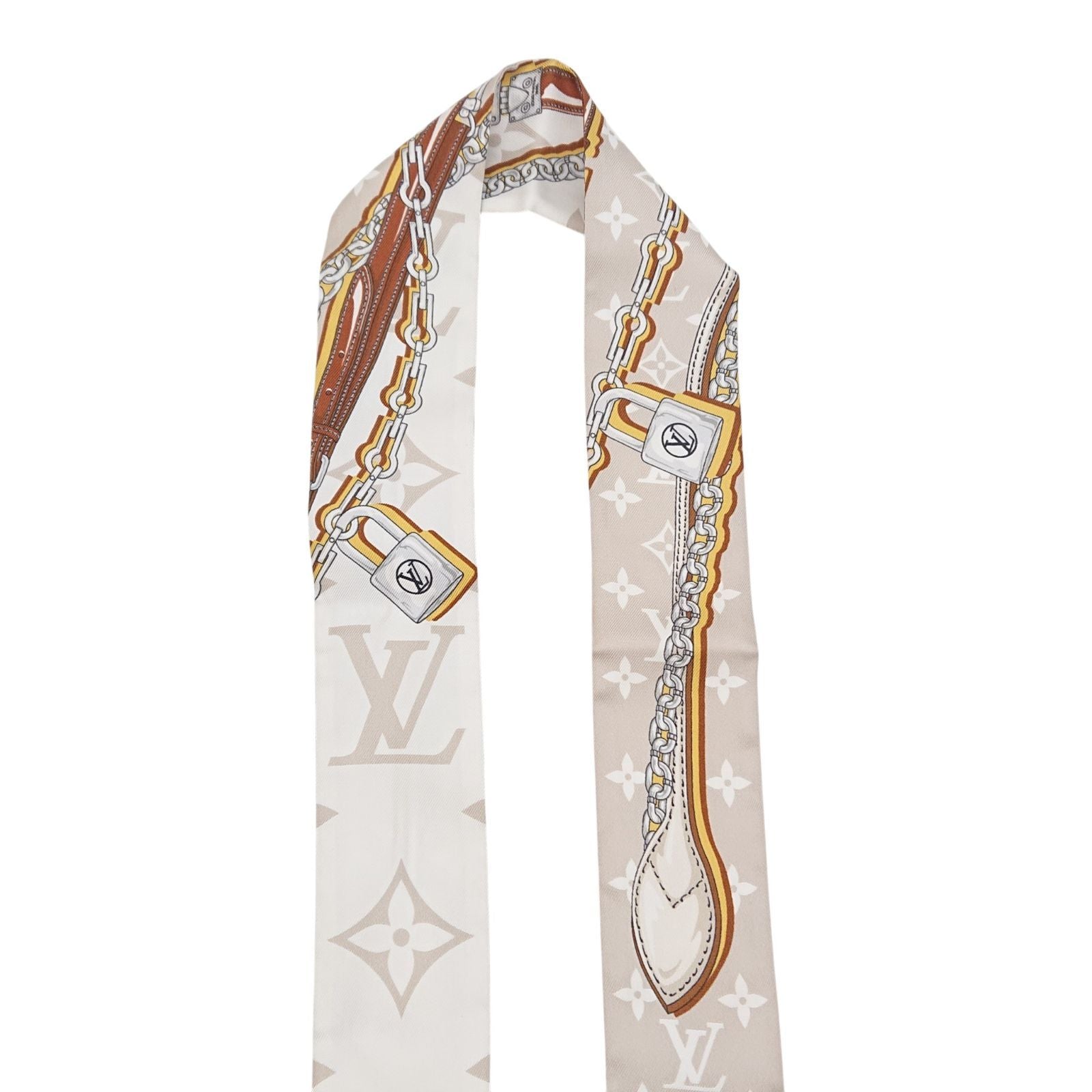 Louis Vuitton Bandeau BB Ultimate for Beige White Silk Gift Scarf — view 5