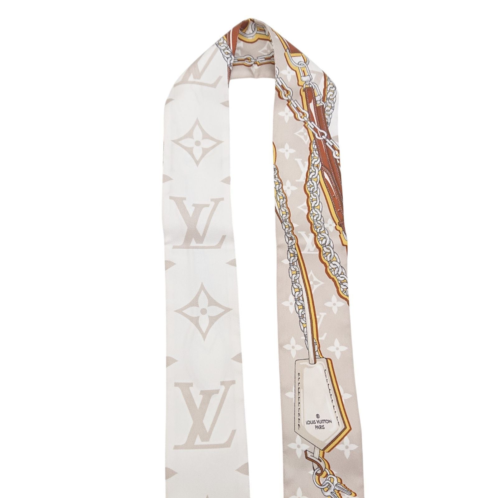 Louis Vuitton Bandeau BB Ultimate for Beige White Silk Gift Scarf — view 7
