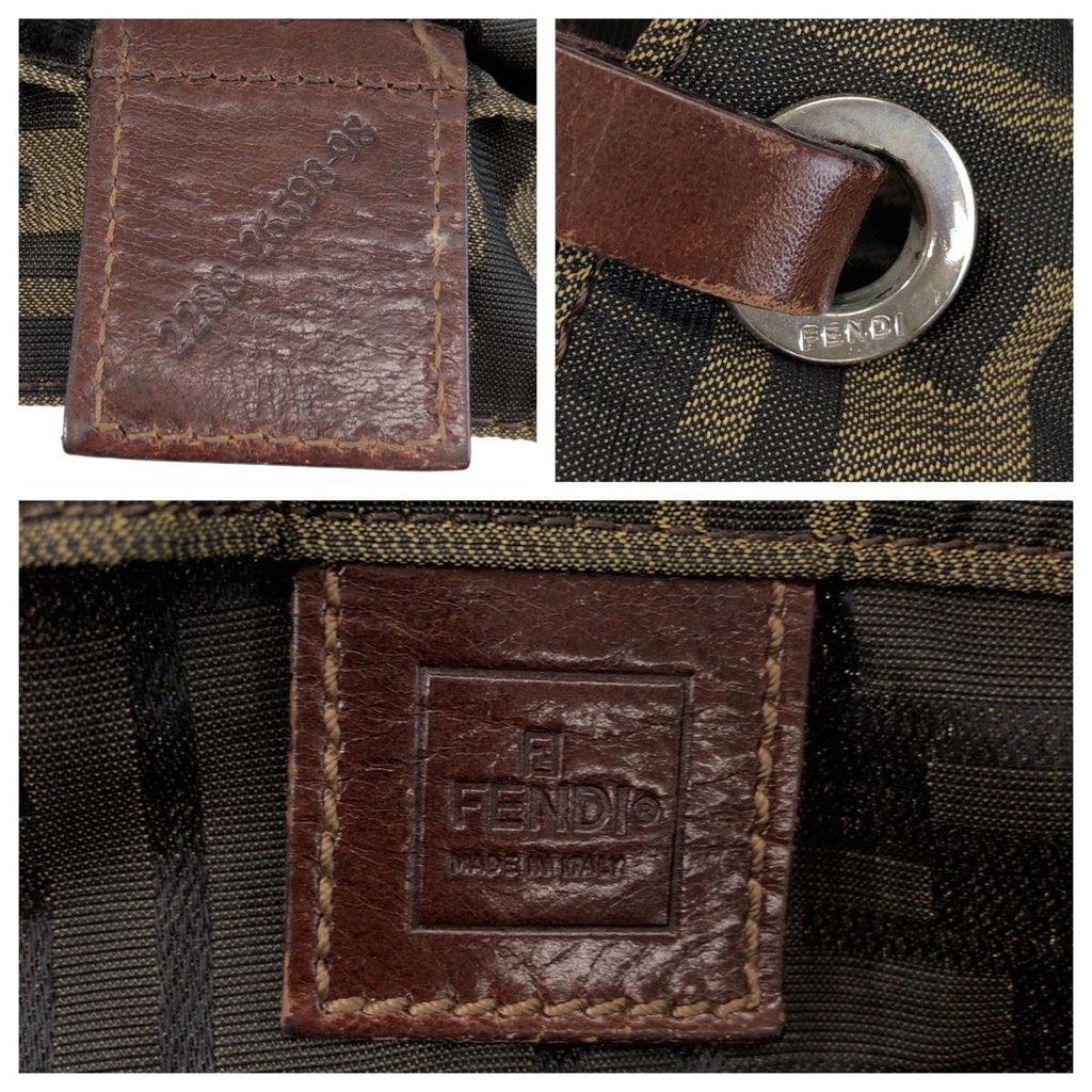 Fendi Zucca Brown Silver Canvas Leather Tote Bag — view 4