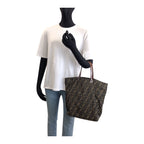 Fendi Zucca Brown Silver Canvas Leather Tote Bag — view 7