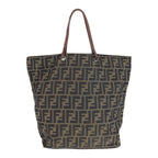Fendi Zucca Brown Silver Canvas Leather Tote Bag — view 2