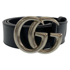 Gucci GG Marmont 85 34 Inch Black Silver Leather Belt Buckle