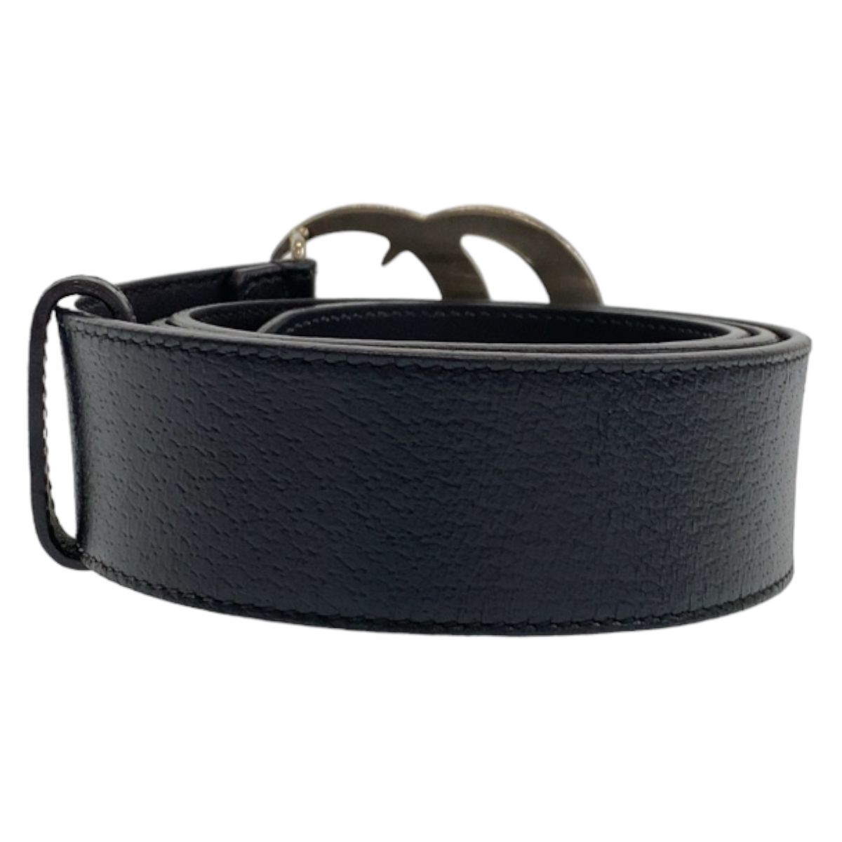 Gucci GG Marmont 85 34 Inch Black Silver Leather Belt Buckle — view 5