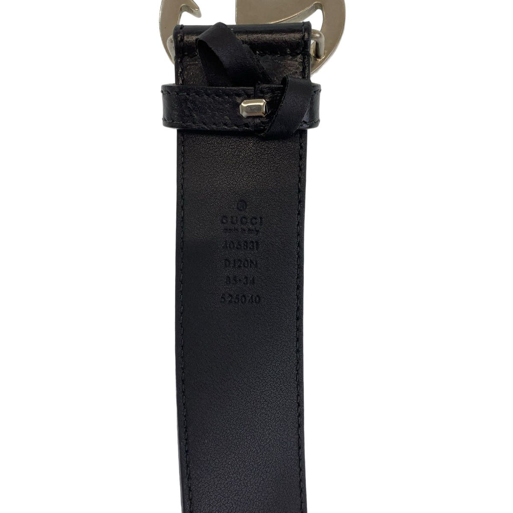 Gucci GG Marmont 85 34 Inch Black Silver Leather Belt Buckle — view 2