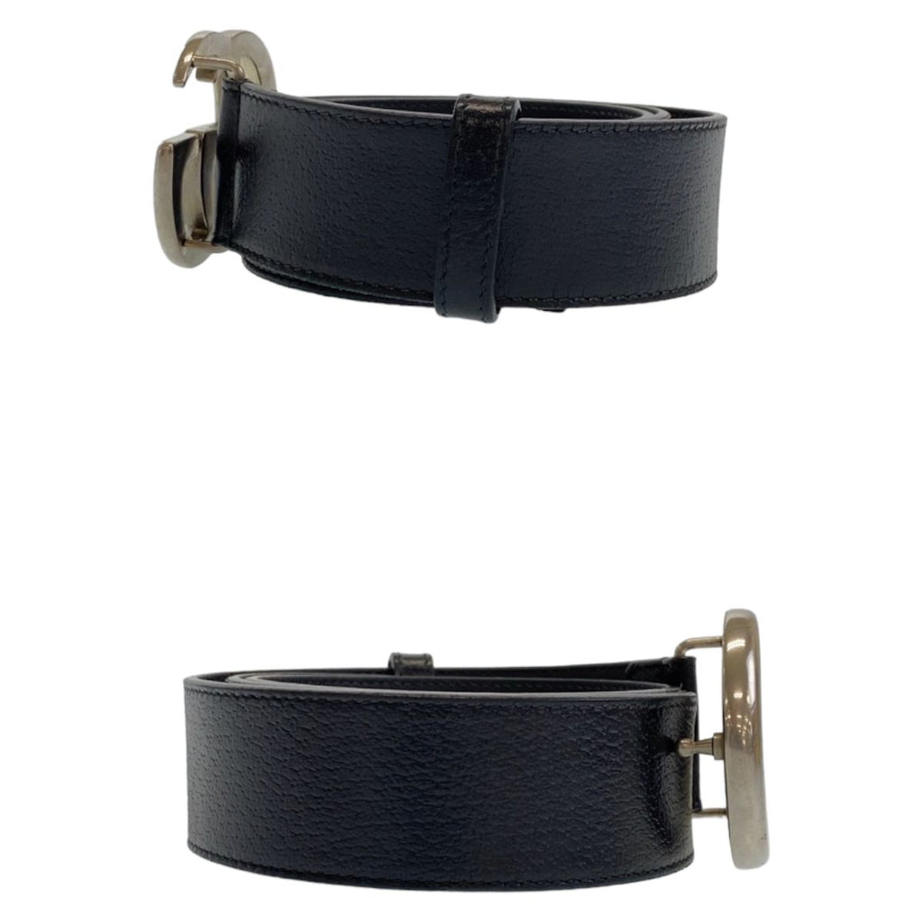 Gucci GG Marmont 85 34 Inch Black Silver Leather Belt Buckle — view 6