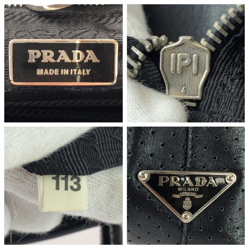 Prada Triangular Black Silver Tote Bag — view 4