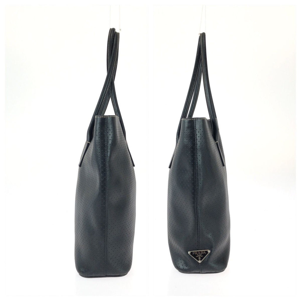 Prada Triangular Black Silver Tote Bag — view 8
