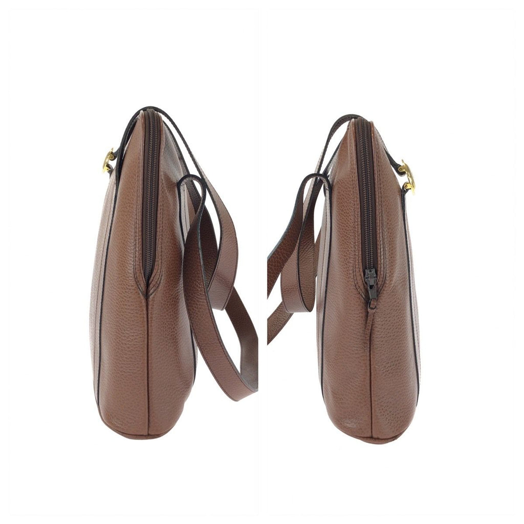 Dior Vintage Logo CD Brown Leather Shoulder Bag — view 8