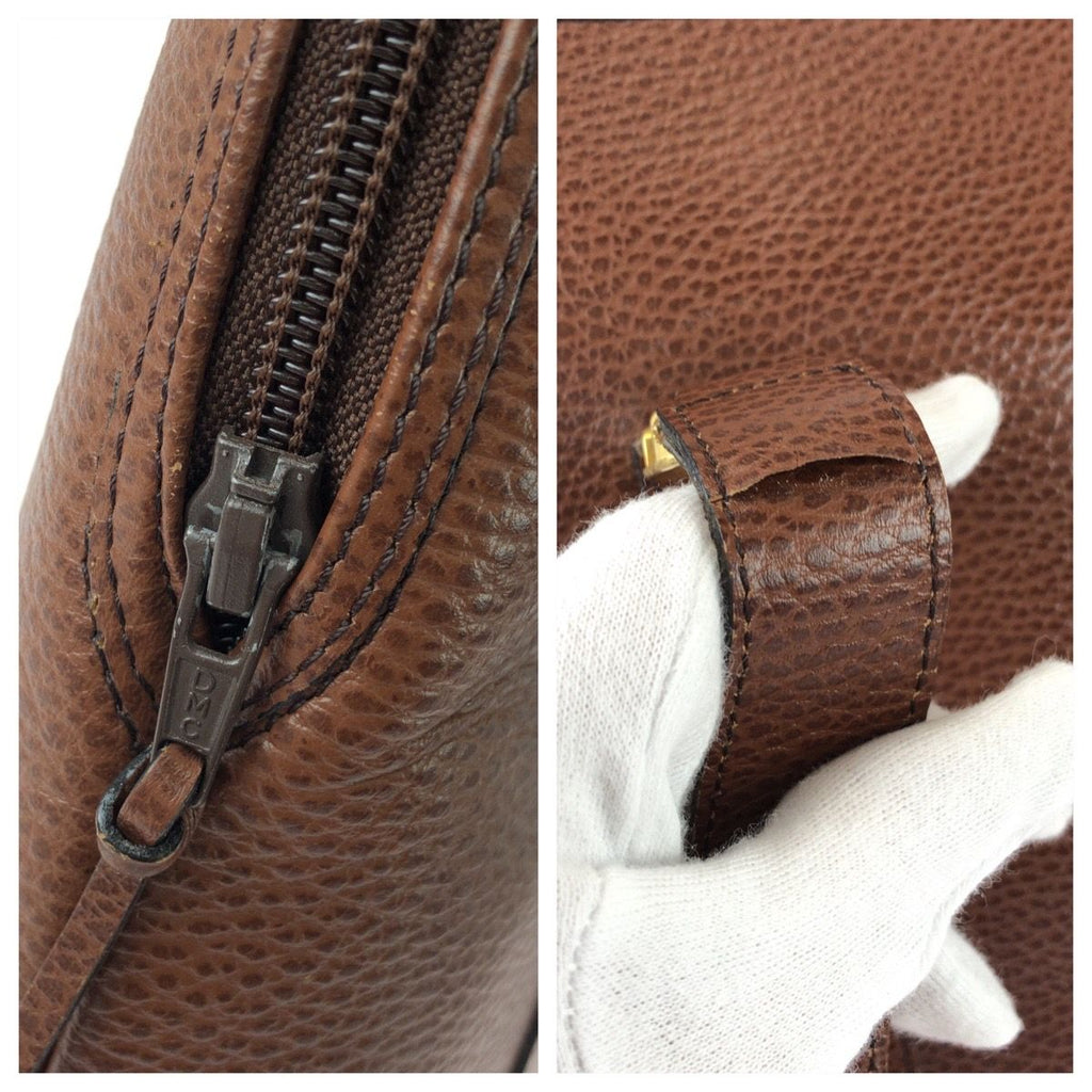 Dior Vintage Logo CD Brown Leather Shoulder Bag — view 6