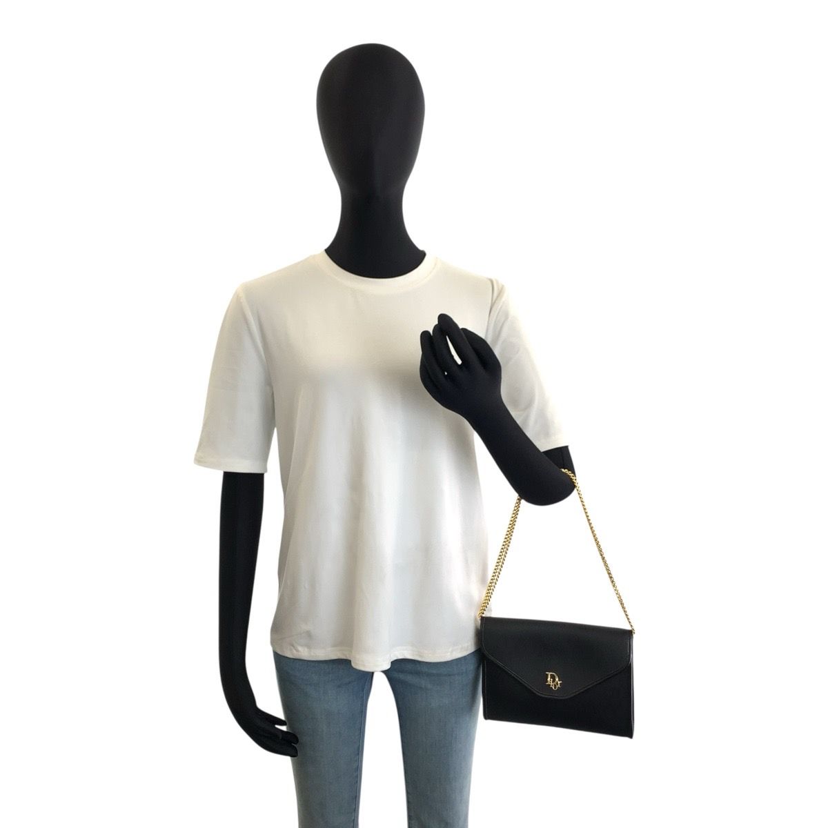 Dior Vintage Honeycomb Pattern Black Gold Chain Shoulder Bag — view 6