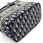 Dior Travel Vanity Cotton Off White Navy Handbag Silver — view 5