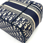 Dior Travel Vanity Cotton Off White Navy Handbag Silver — view 8
