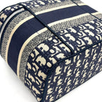 Dior Travel Vanity Cotton Off White Navy Handbag Silver — view 7