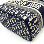 Dior Travel Vanity Cotton Off White Navy Handbag Silver — view 6