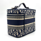 Dior Travel Vanity Cotton Off White Navy Handbag Silver — view 2