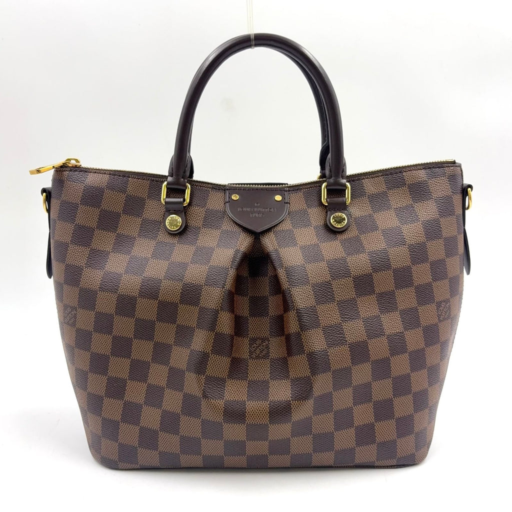 Louis Vuitton Sienna MM Damier Ebene Leather Brown Handbag Gold
