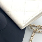 Chanel Quilted Mini Chain Random Caviar Leather White Wallet Gold — view 7