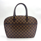 Louis Vuitton Saria Horizontal Damier Ebene Leather Brown Handbag Gold