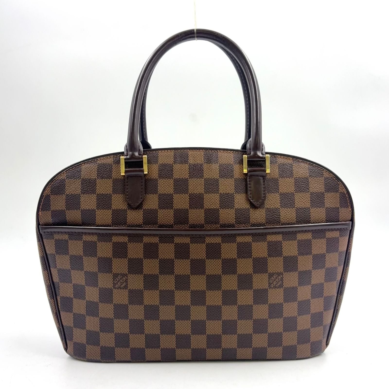 Louis Vuitton Saria Horizontal Damier Ebene Leather Brown Handbag Gold
