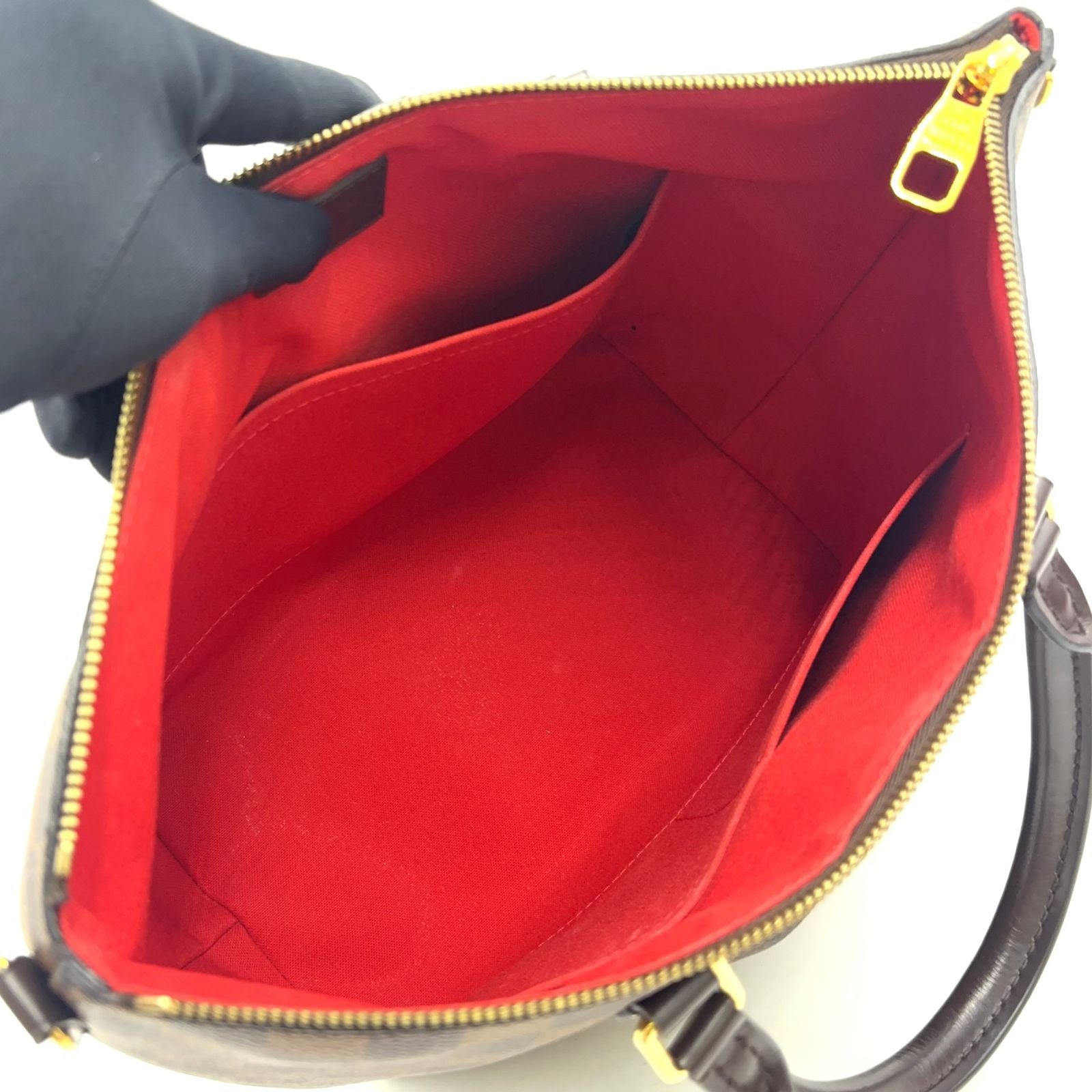 Louis Vuitton Sienna MM Damier Ebene Leather Brown Handbag Gold — view 3