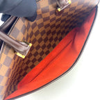Louis Vuitton Saria Horizontal Damier Ebene Leather Brown Handbag Gold — view 7