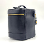 Chanel CC Logo Vanity Caviar Leather Black Handbag Gold — view 2