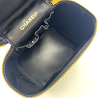 Chanel CC Logo Vanity Caviar Leather Black Handbag Gold — view 3