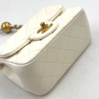 Chanel Coco Ball Mini Quilted Random Lambskin White Shoulder Bag Gold — view 6