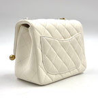 Chanel Coco Ball Mini Quilted Random Lambskin White Shoulder Bag Gold — view 2