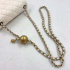 Chanel Coco Ball Mini Quilted Random Lambskin White Shoulder Bag Gold — view 5