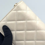 Chanel Quilted Camellia Ribbon Wallet Lambskin Fabric Black White Shoulder Bag — view 5