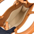 Celine Vertical Cabas 2-Way Shoulder Bag Leather Canvas Brown Beige Tote Gold — view 3