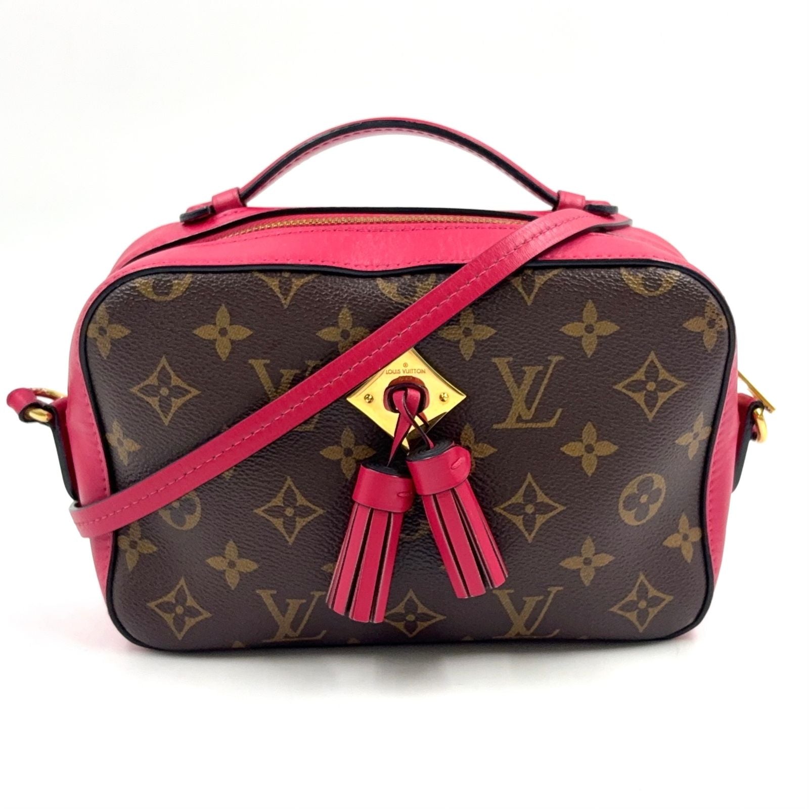 Louis Vuitton Saintonge Monogram Freesia Leather Pink Brown Shoulder Bag Gold