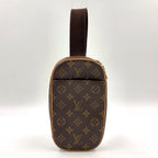 Louis Vuitton Pochette Gange Monogram Leather Brown Light Belt Bag Gold