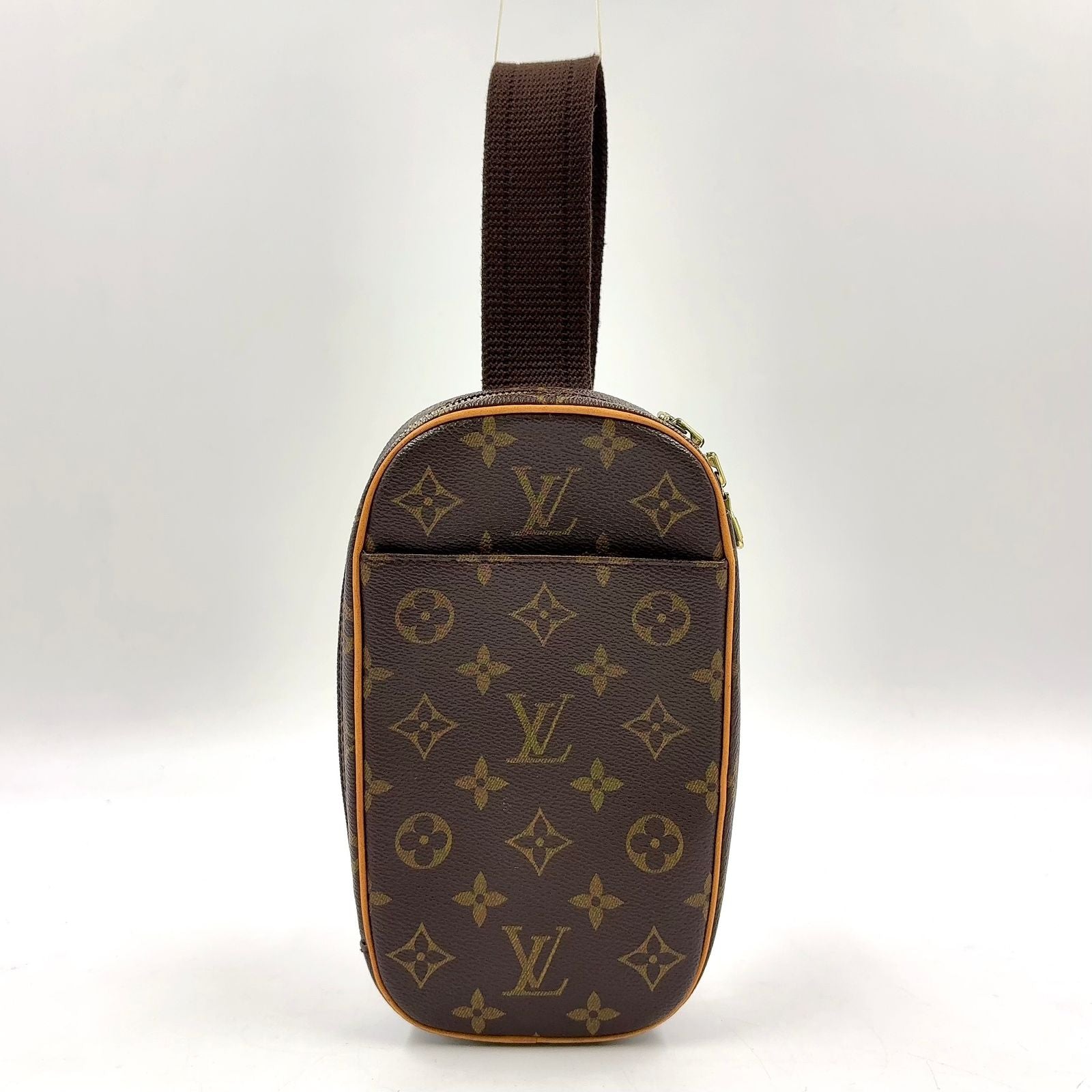 Louis Vuitton Pochette Gange Monogram Leather Brown Light Belt Bag Gold