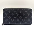 Louis Vuitton Zippy Organizer NM Monogram Eclipse Wallet Leather Black Silver