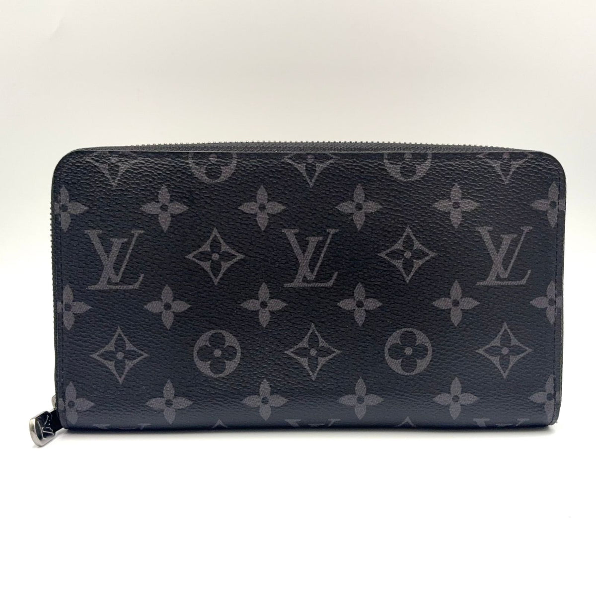 Louis Vuitton Zippy Organizer NM Monogram Eclipse Wallet Leather Black Silver