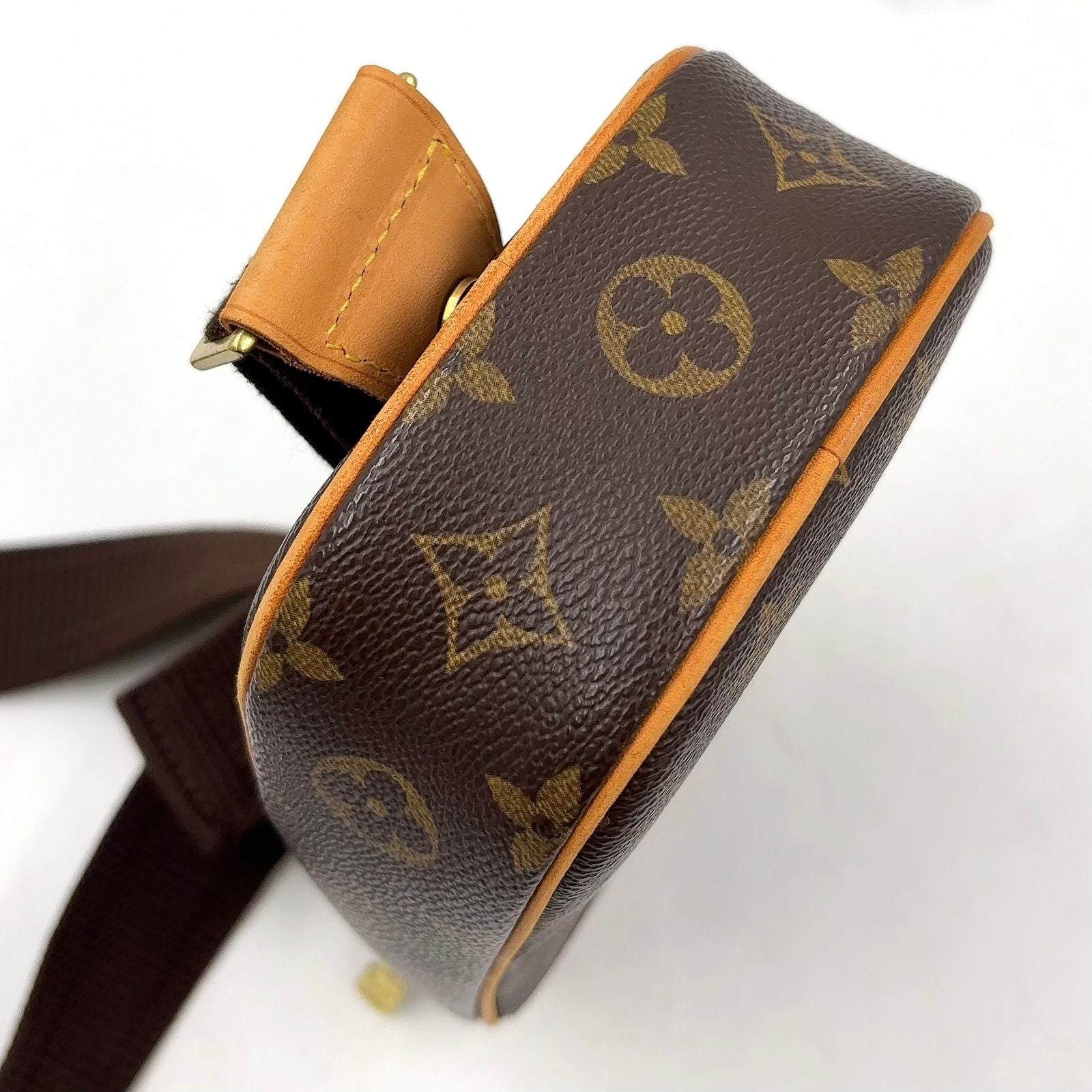 Louis Vuitton Pochette Gange Monogram Leather Brown Light Belt Bag Gold — view 7