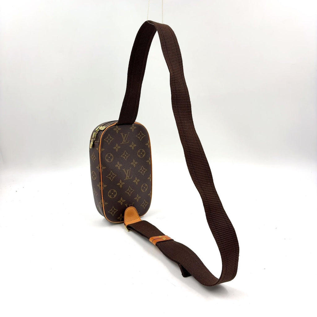 Louis Vuitton Pochette Gange Monogram Leather Brown Light Belt Bag Gold — view 2