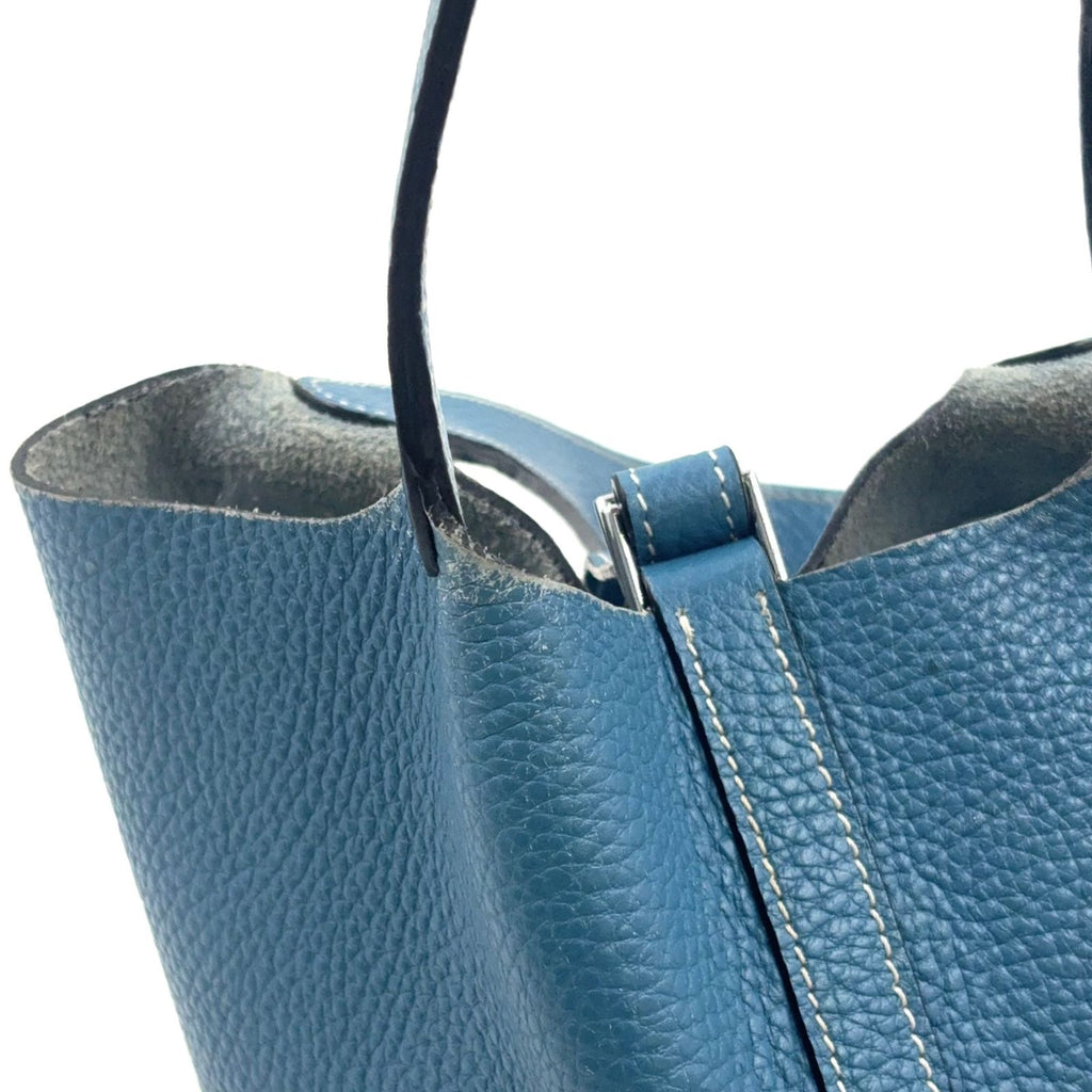 Hermes Picotin Lock Pm? Taurillon Leather Blue Handbag Silver — view 7